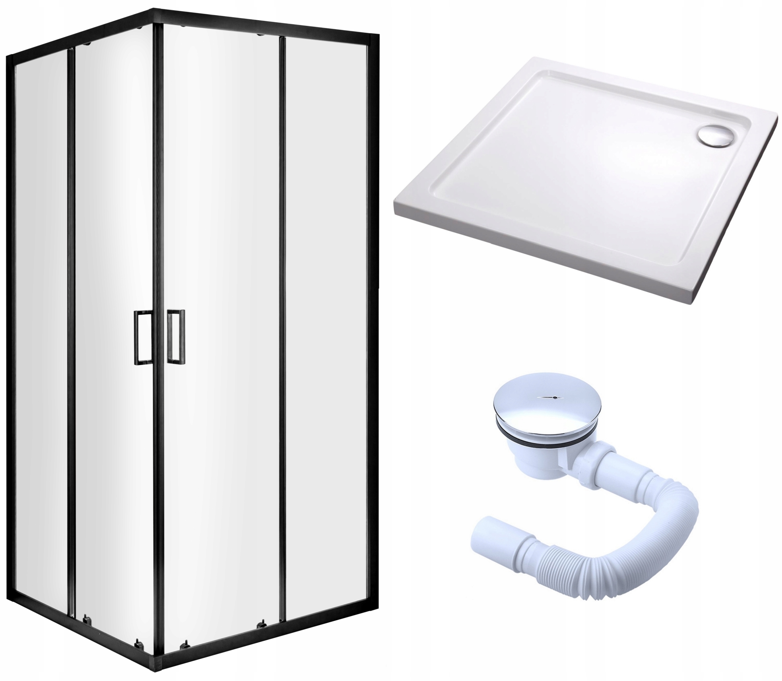 Sprchový kút - Set Čierna sprchová kabína 90 cm + Sprchová vanička