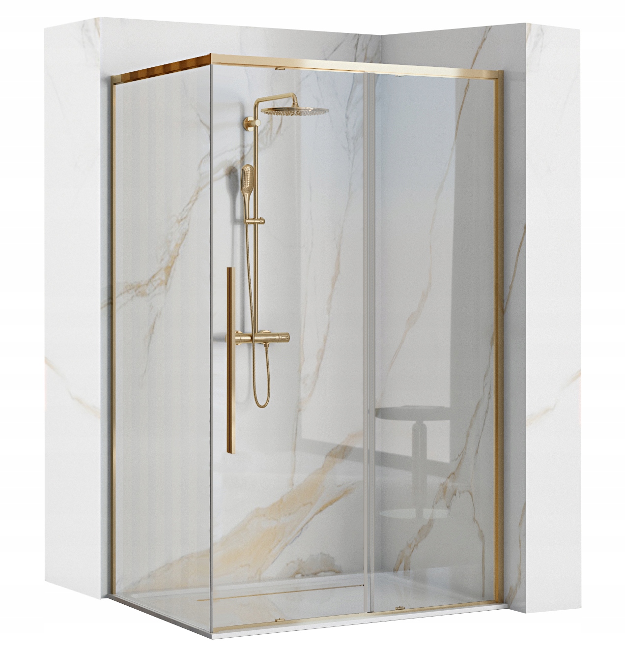 Sprchový kút - ZLATÝ rohový SPRCHOVÁ KABÍNA SOLÁR 90x90 Rea