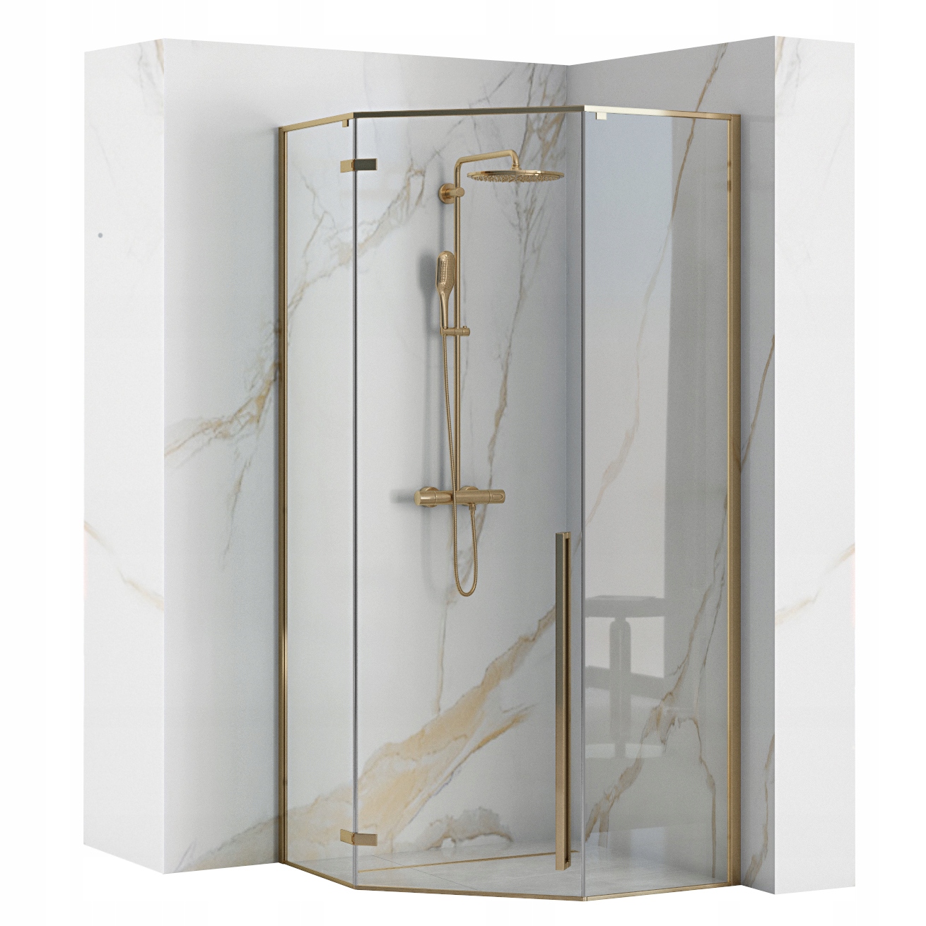 Sprchový kút - Rohový sprchový kút DIAMOND ZŁOTA 90x90