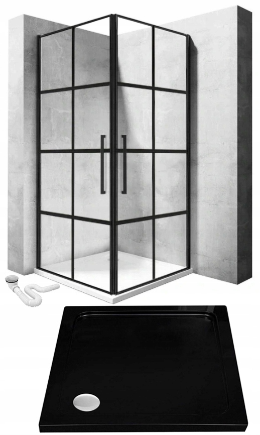 Sprchový kút - Sprchová kabína 80x100 + sprchová vanička Black Grille