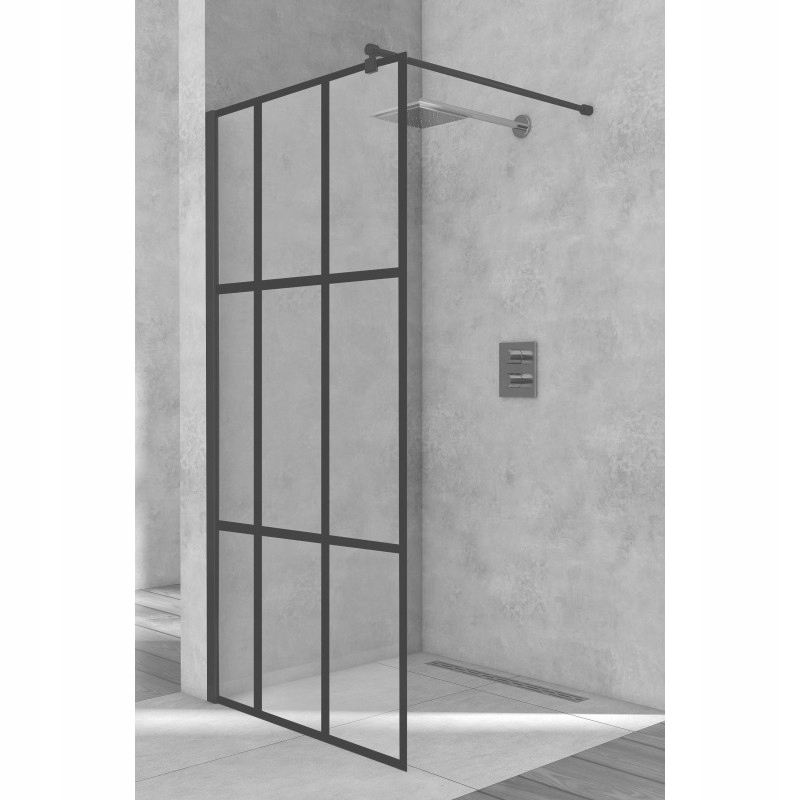 Sprchový kút - Rohový sprchový kút NERO EI 100x200, čierna mriežka