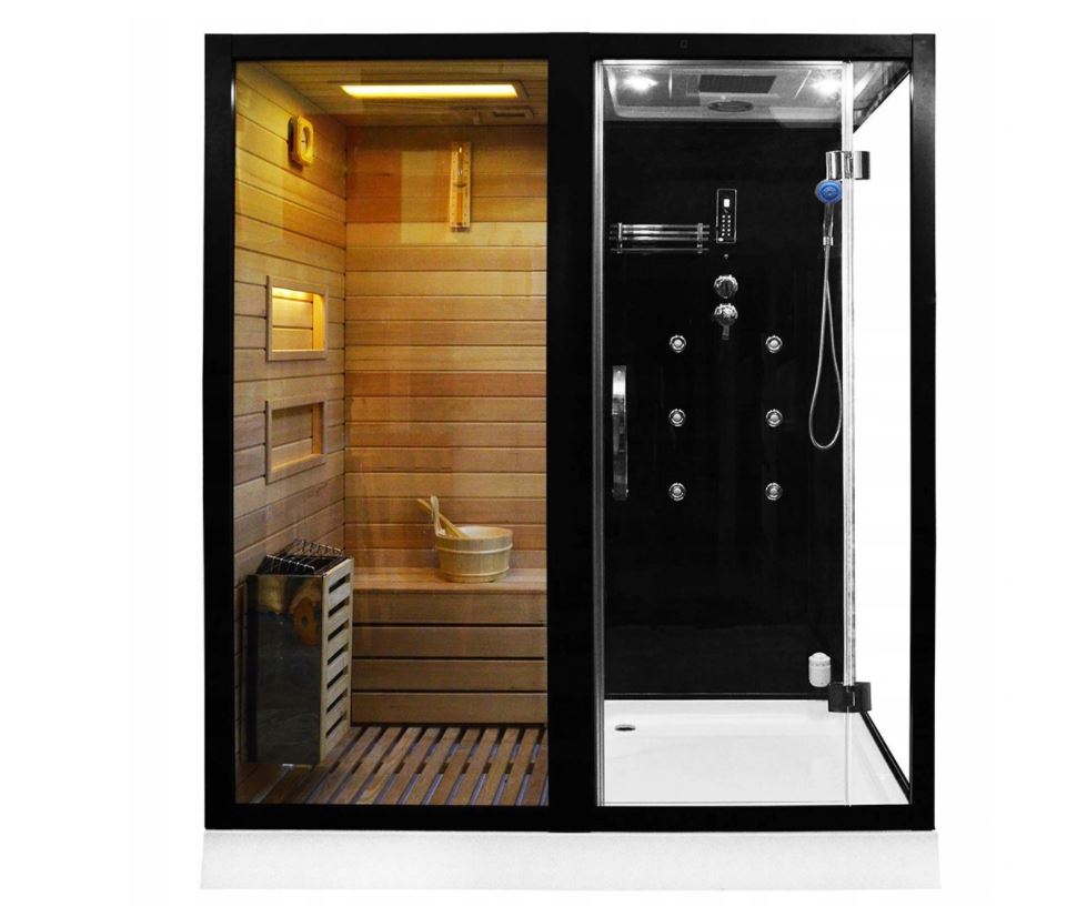 Sprchový kút - 180x110 cm MO-1752 COMBO Kabínová parná sauna + suchá