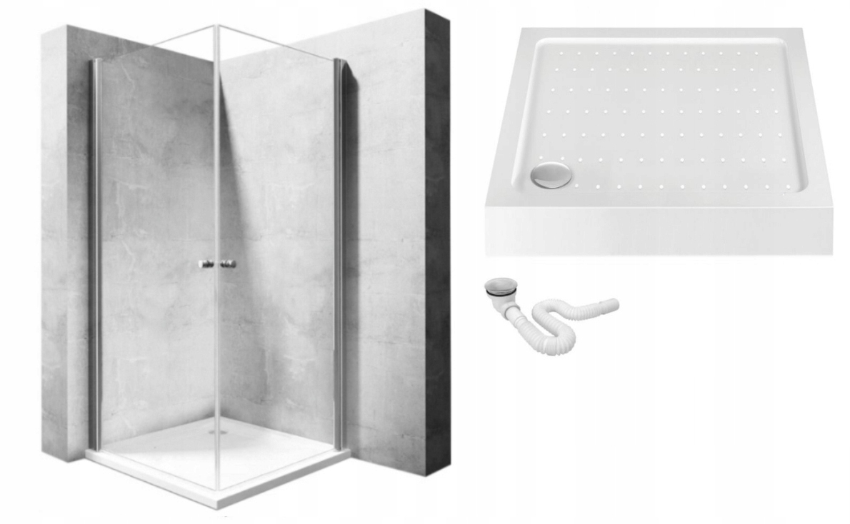 Sprchový kút - ĽAHKÉ PRIESTOROVÉ SPRCHOVACIE SKRINE + ZÁSOBNÍK 80X80 REA