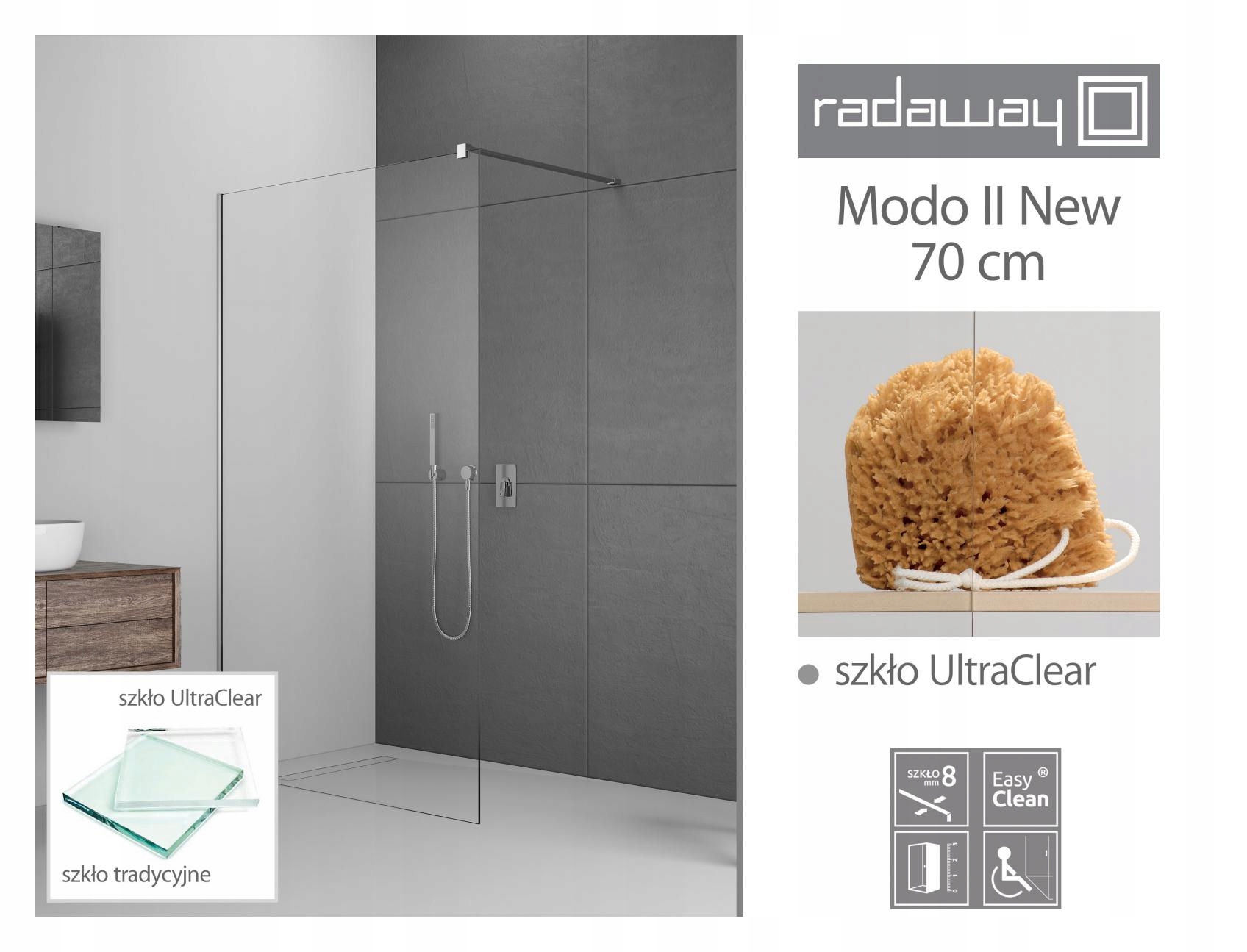 Sprchový kút - Vstavaná kabína RADAWAY Modo New II 60 UltraClear