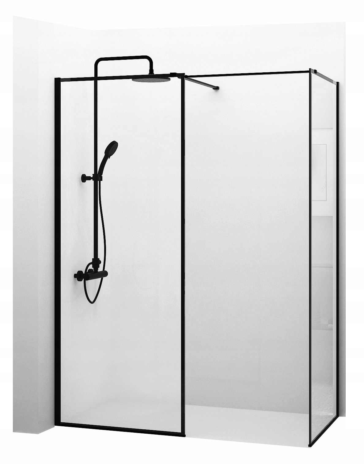 Sprchový kút - Sprchová kabína BLER Black Walk-In 100x80cm