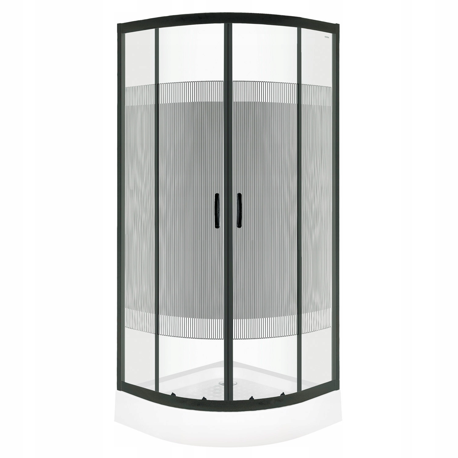 Sprchový kút - POLOKRUHOVÁ ČIERNA 90 ČIERNA SPRCHOVÁ KABÍNA + ZÁSOBNÍK