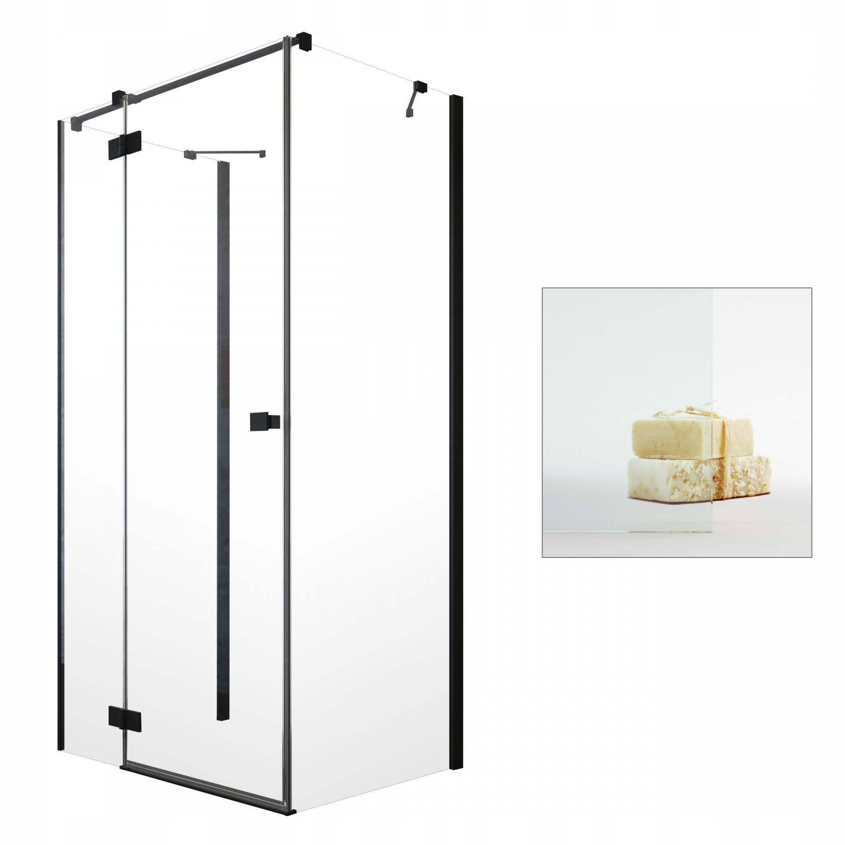 Sprchový kút - Čierna kabína Essenza Black KDJ + S 100x90 L čistá