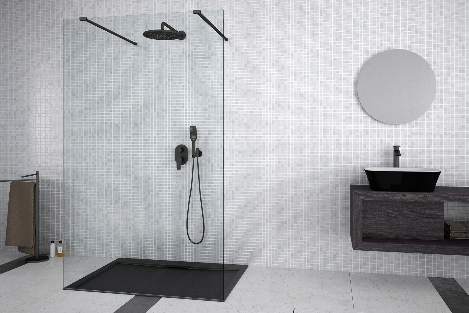 Sprchový kút - WALK-IN SPRCHOVÁ KABÍNA 140x195 Aveo Due Black
