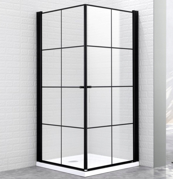Sprchový kút - čierny loftový priemyselný sprchovací kút 100x80