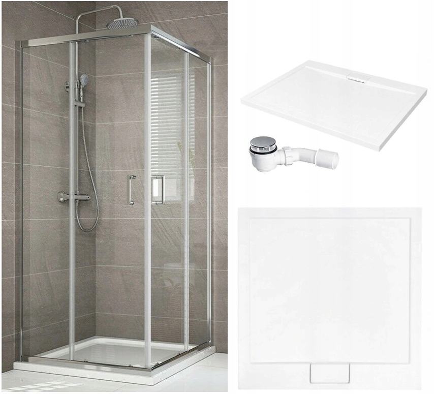 Sprchový kút - Sprchová kabína NANO GLASS 90x90 LOW sprchová vanička