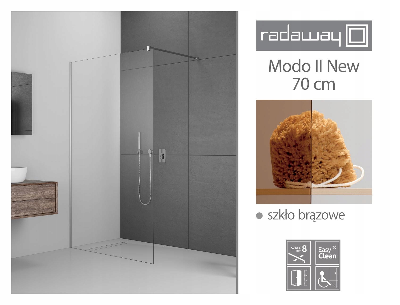 Sprchový kút - Pochôdzna kabína RADAWAY Modo New II 50 sklo hnedá