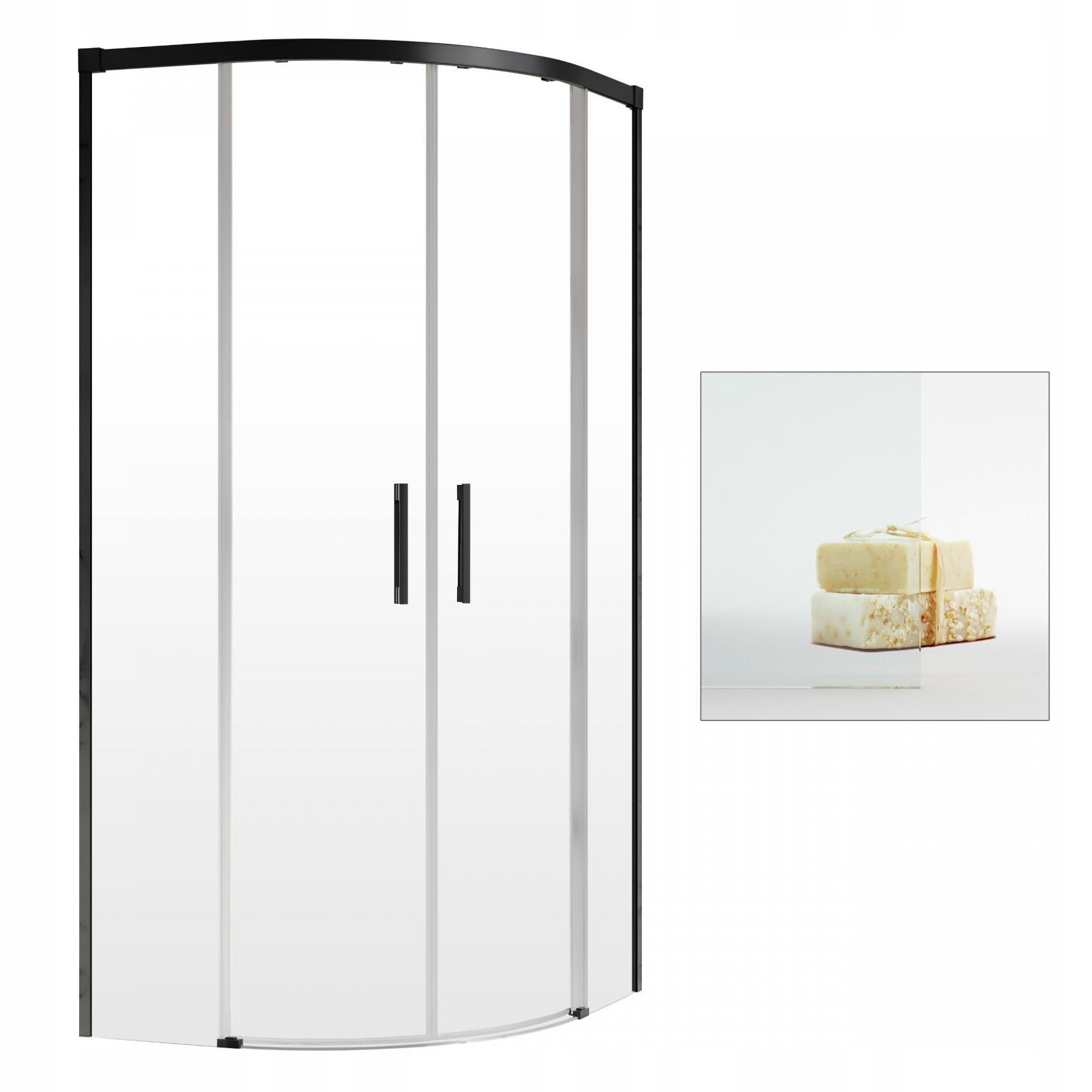 Sprchový kút - RADAWAY Idea Black PDD 90x90 priehľadné sklo v kabíne