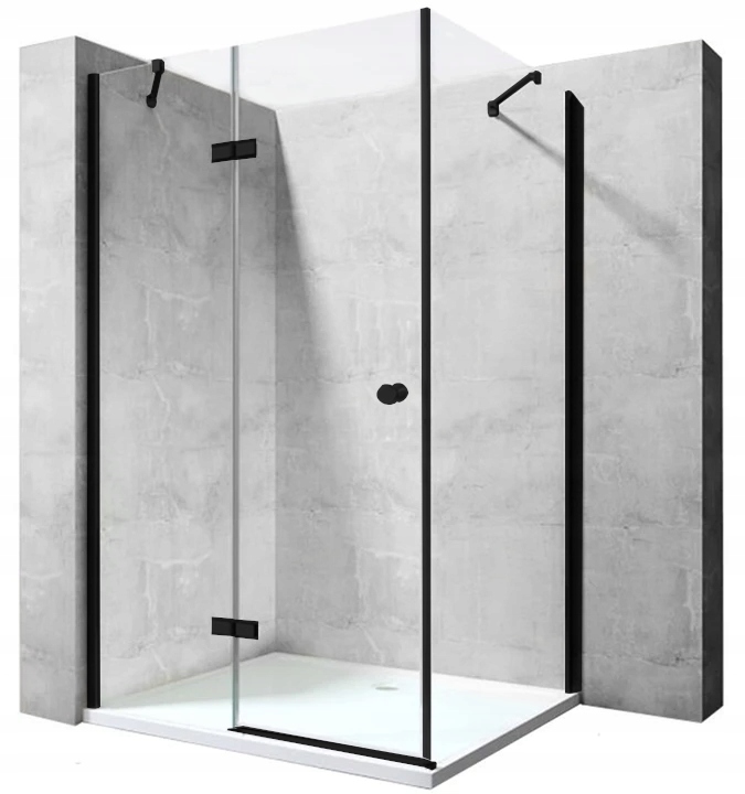 Sprchový kút - SKLÁDACIE DVERE KABÍNY 100x100 sklo 8mm ČIERNE PROFI
