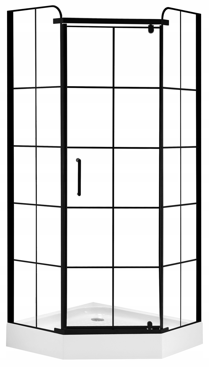 Sprchový kút - 5K ČIERNA SPRCHOVÁ KABÍNA 90x90 + ZÁSOBNÍK + SIFÓN