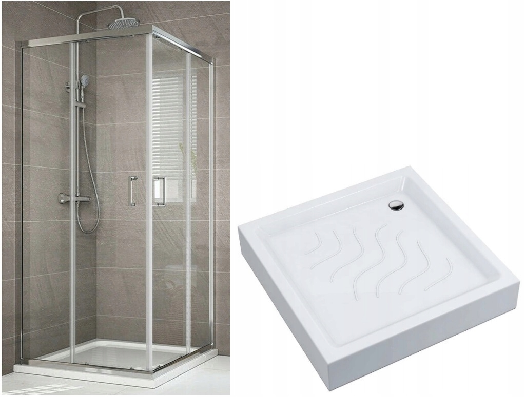 Sprchový kút - Sprchovací kút NANO GLASS 90x90 sklo + ZÁSOBNÍK