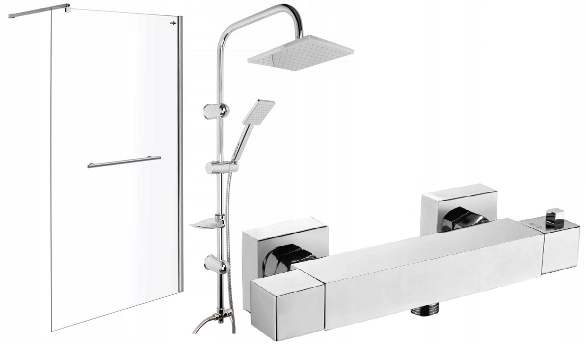 Sprchový kút - Sprchovací kút WALK-IN 100 cm sprchový TERMOSTAT