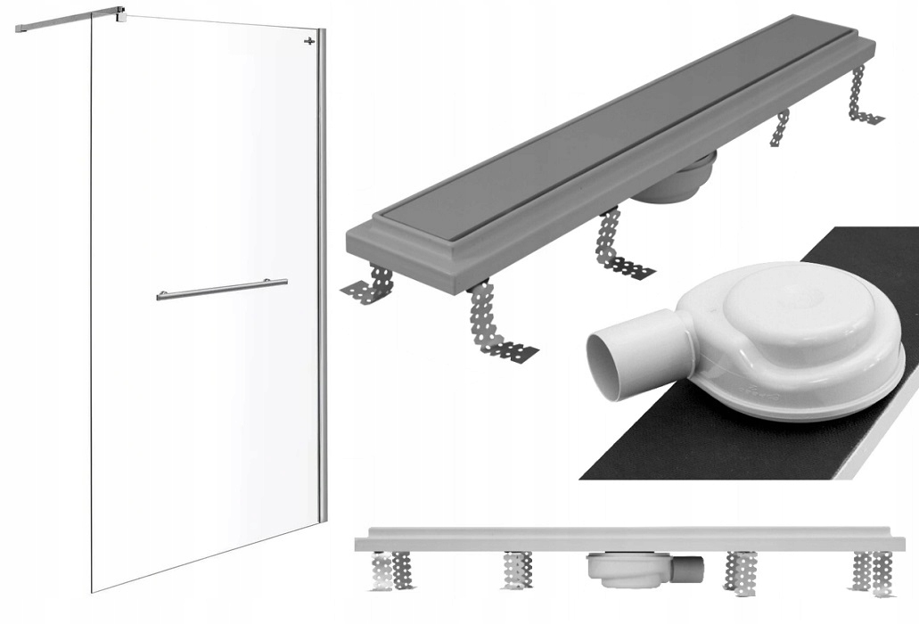 Sprchový kút - Sprchová zástena WALK-IN 120 cm + LINEÁRNY VÝPUST