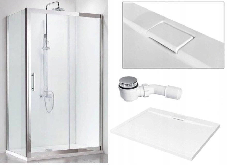 Sprchový kút - Sprchovací kút NANO glas 90x100 + sprchová vanička SLIM