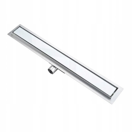 Sprchový žľab - Elegantný 600 lineárny odtok - sklenený rošt, biely