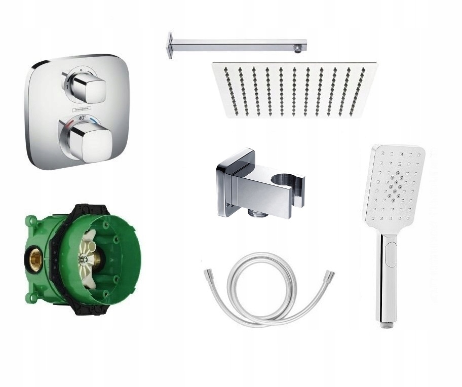 Sprchový panel - Vstavaná sada s kohútikom Hansgrohe Ecostat 30 cm
