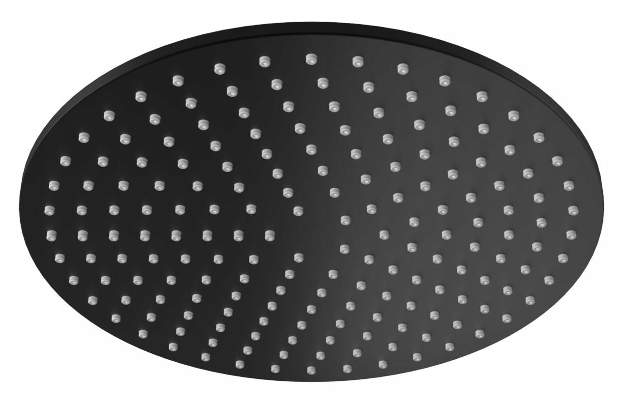 Sprchový panel - Okrúhla, čierna sprchová hlavica, 30 cm