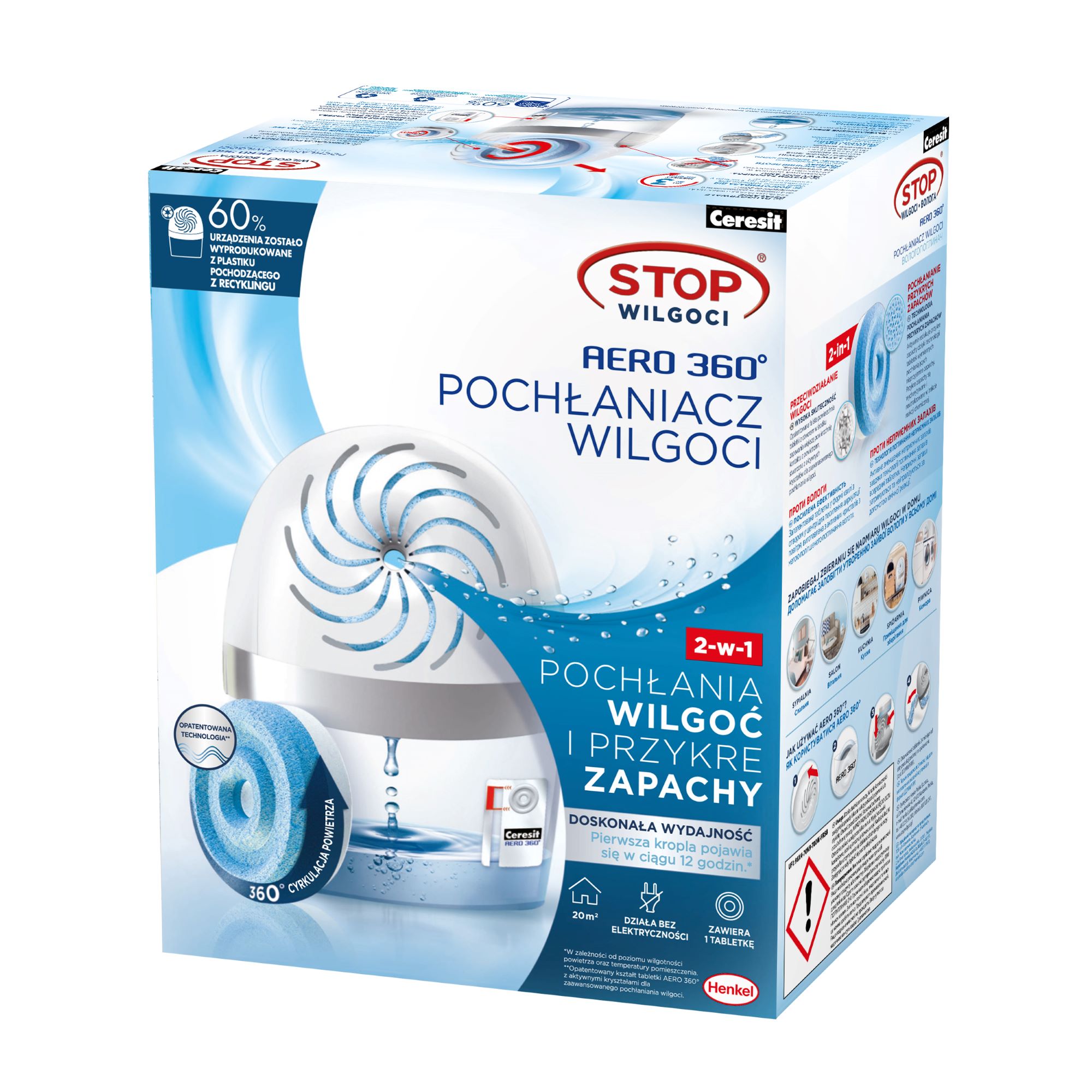 Odvlhčovač vzduchu - CERESIT ABSORBER VLHKOSTI AERO 360 STOP BIELY