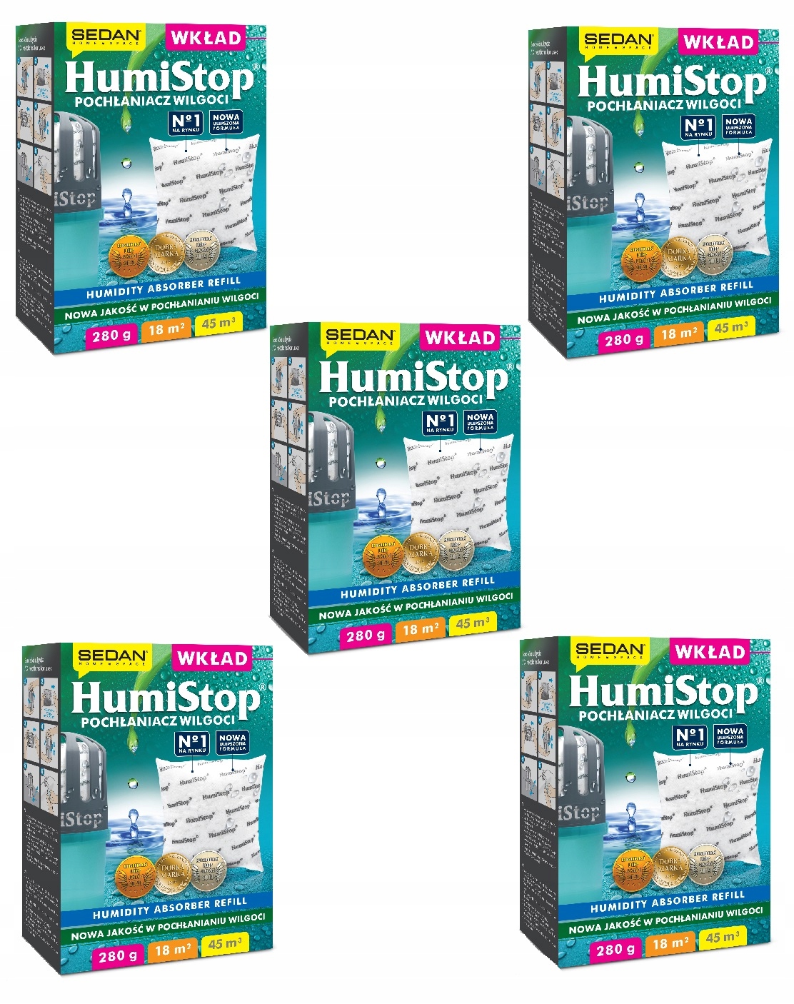 Odvlhčovač vzduchu -  5 x náplň absorbéra vlhkosti HUMISTOP, 280 g