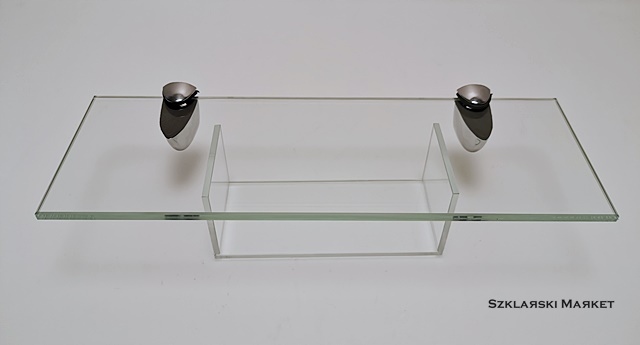 Polička do kúpelne - Polica z bezpečnostného skla 8 mm s úchytmi 10x50 cm