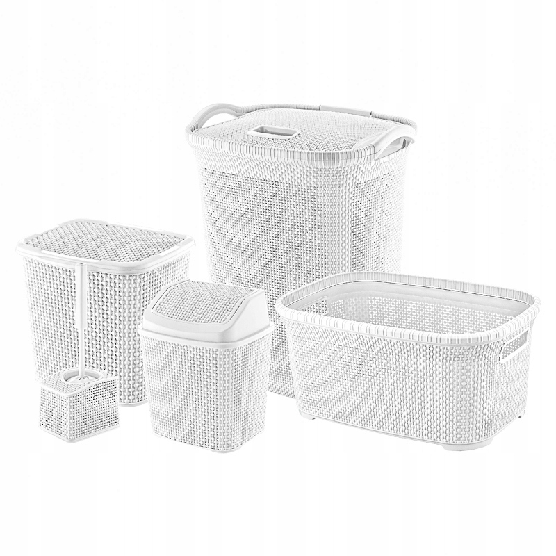 Kupelňový set doplnkov - KÚPEĽŇA SADA BIELY RATTAN 5EL