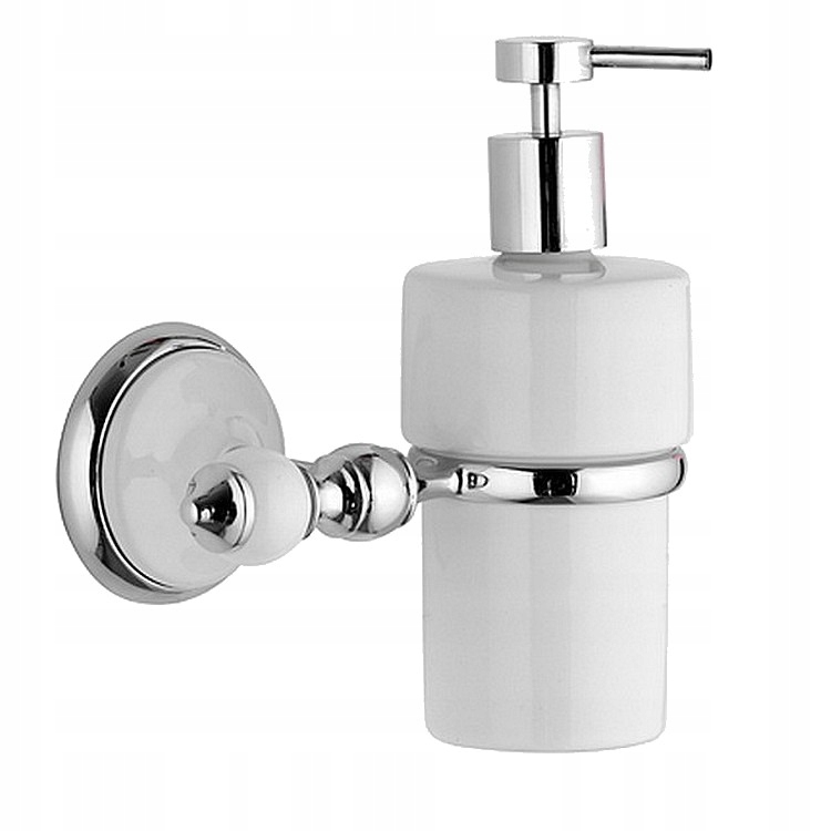 Kupelňový set doplnkov - Dávkovač mydla EPOCA. Chrome-biely porcelán. Retro
