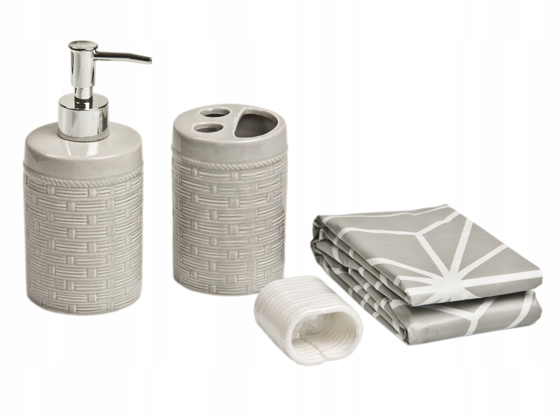 Kupelňový set doplnkov - KÚPEĽŇOVÉ PRÍSLUŠENSTVO 2el. + sprchový záves sz