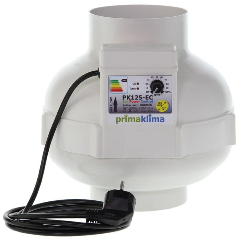 Kupelňový ventilátor - Ventilátor PK125-EC1 680 m3 / h s potenciometrom