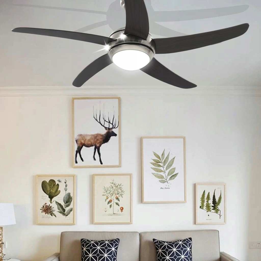 Kupelňový ventilátor - stradeXL Stropný ventilátor so žiarovkou 128 cm hnedá