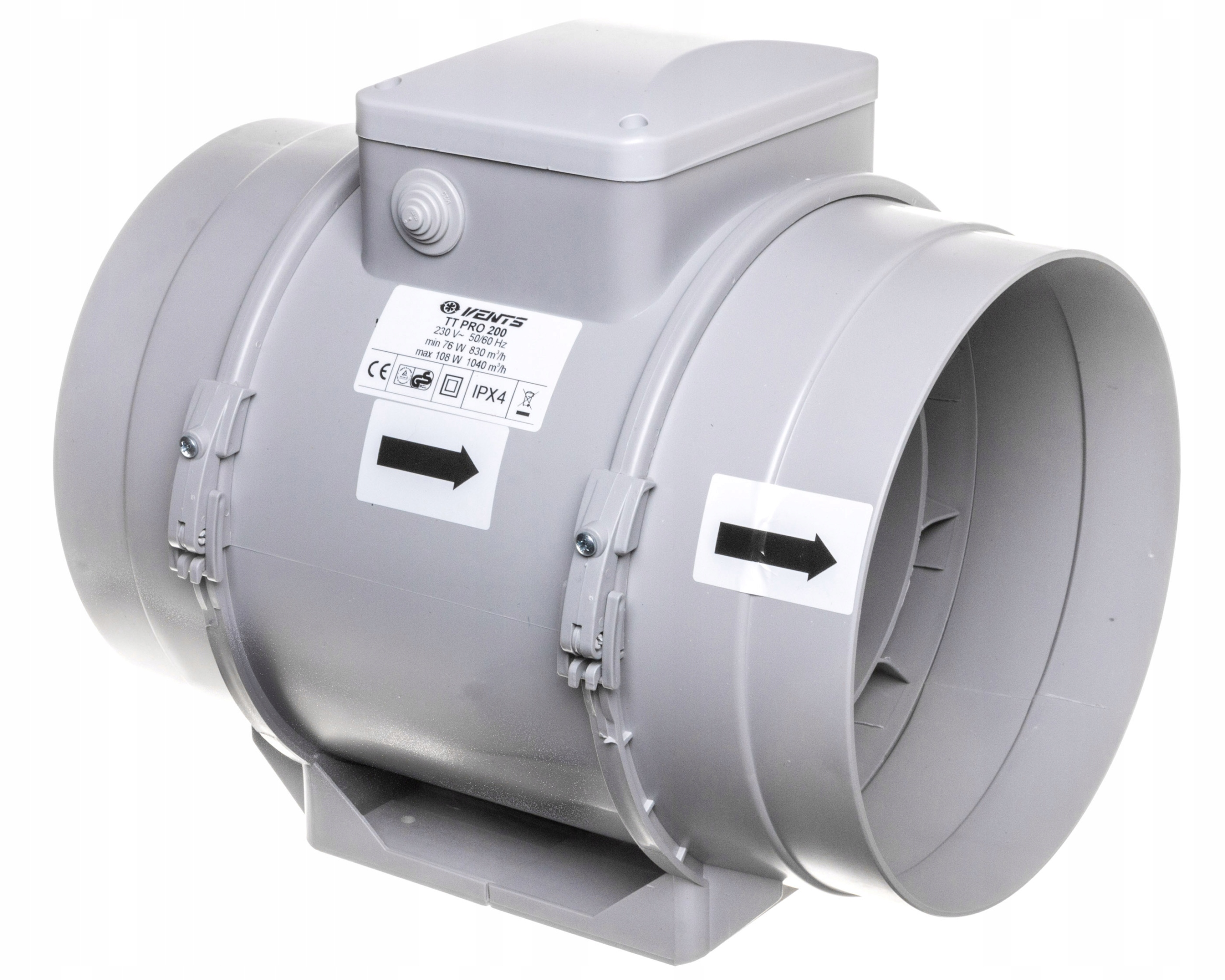 Kupelňový ventilátor - Kanálový ventilátor fi 200 230V 108W 1040m3 / h 52dB