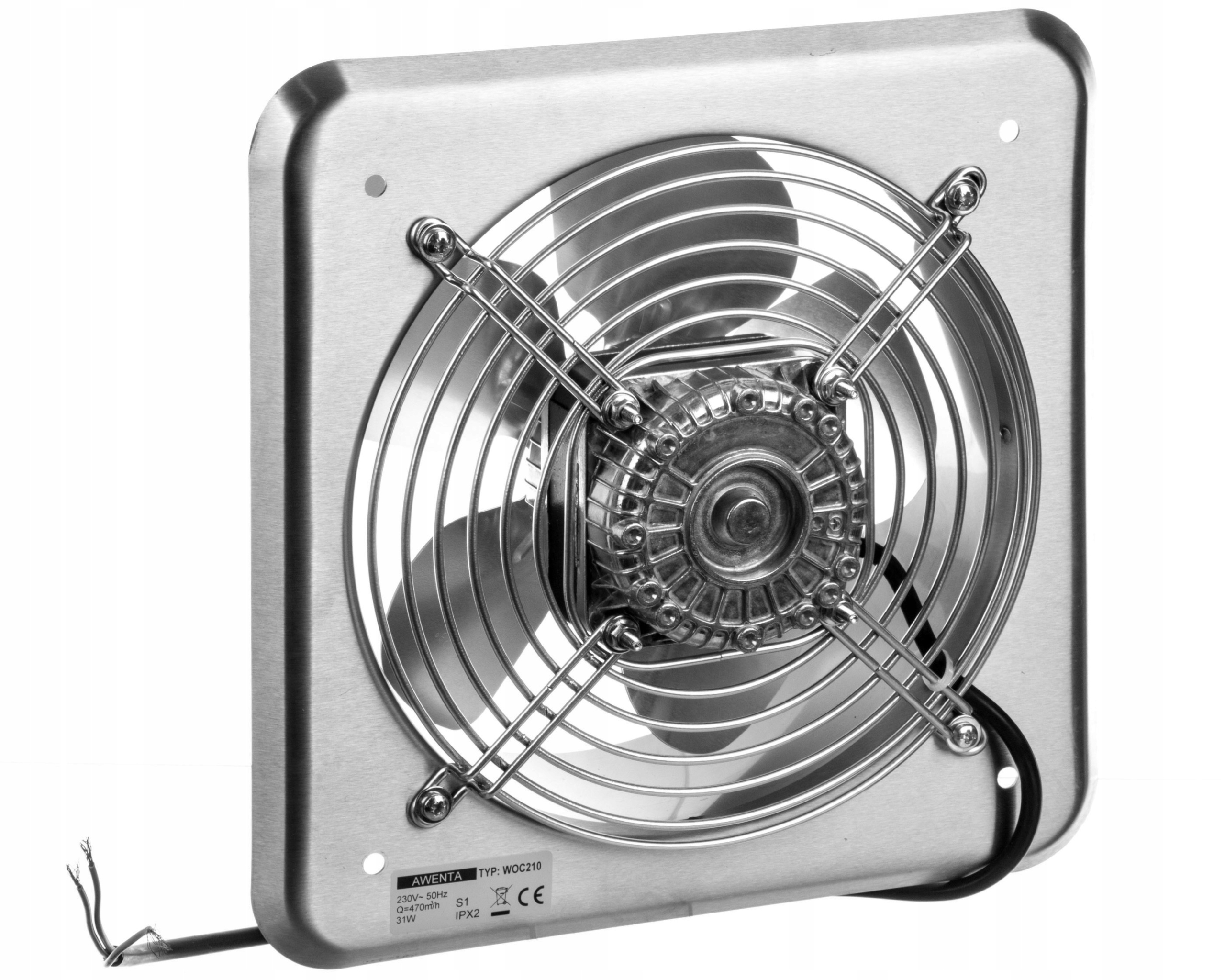 Kupelňový ventilátor - Axiálny ventilátor fi 210 31W 470m3 / h 230V IP42 met