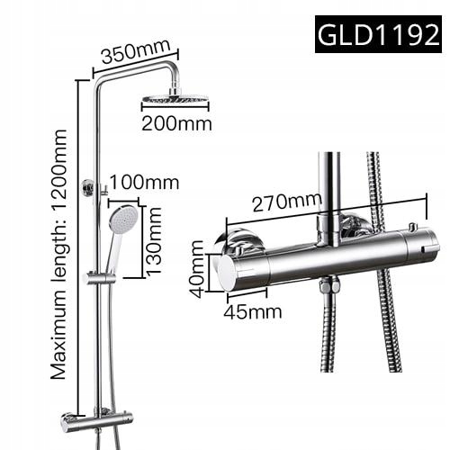 Vaňová batéria - [Gld1192] Chromovaná termostatická sprchová batéria