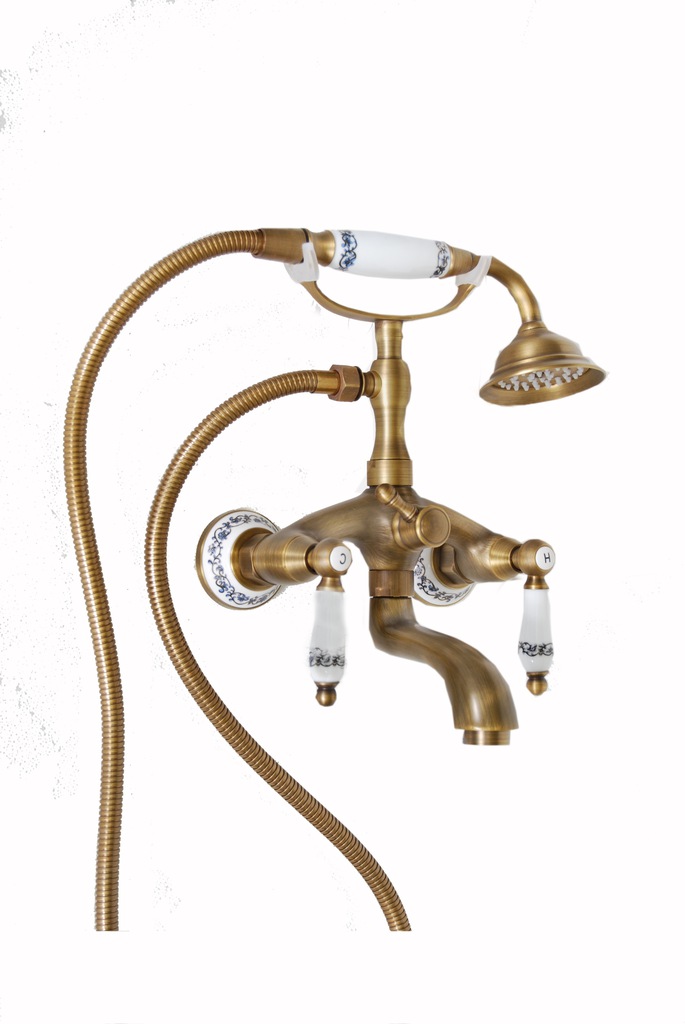 Vaňová batéria - RETRO BATHTUBOVÁ BATÉRIA MOSADZA ZNEČISTENÉ ZLATO W-079
