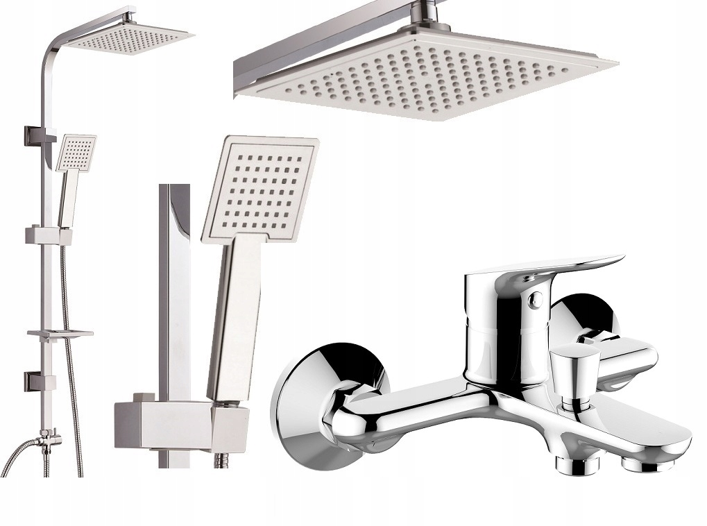 Vaňová batéria - MODERNÁ sprchová hlavica + vaňová batéria TOP CUBIC