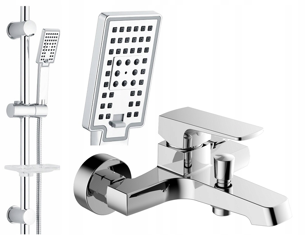 Vaňová batéria - SET sprchová tyč + vaňová batéria CUBIC