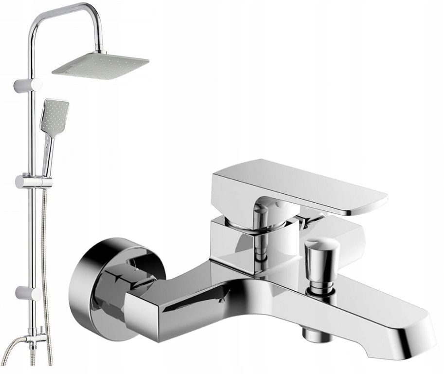 Vaňová batéria - Stĺpová sprchová hlavica + vaňová batéria CUBIC MODERN