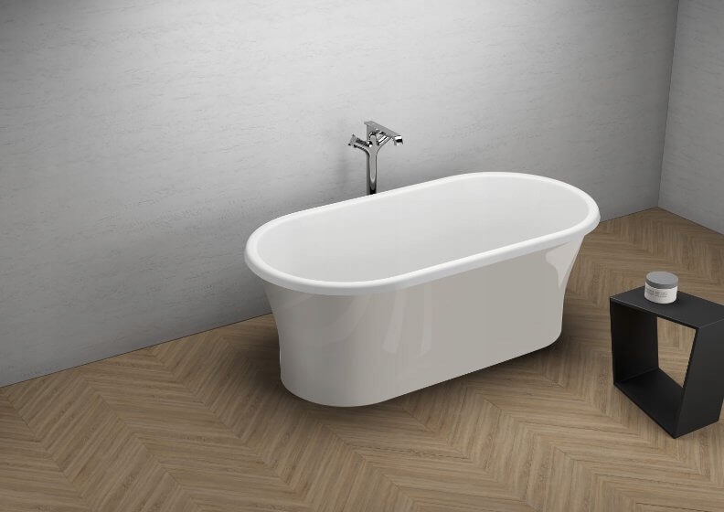 Samostatne stojaca vaňa šedá 150x75 + rám + sifón