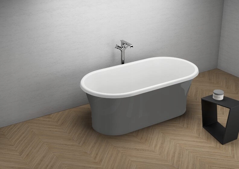Samostatne stojaca vaňa GRAPHITE 150x75 + rám + sifón