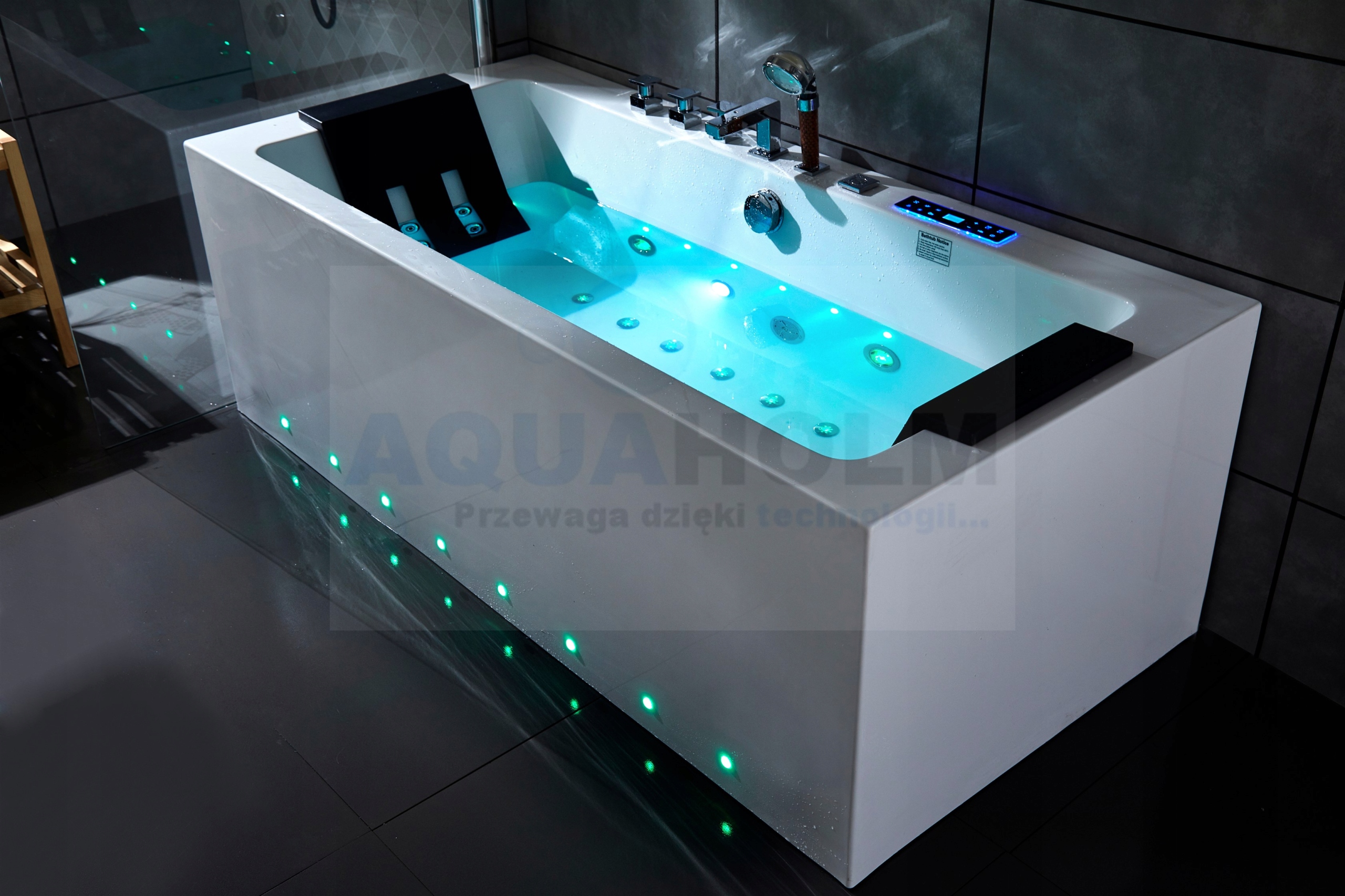 OBDĺžnikový KÚPEĽNÍK S HYDROMASÁŽOU 170 x 80 PLNÁ LED!