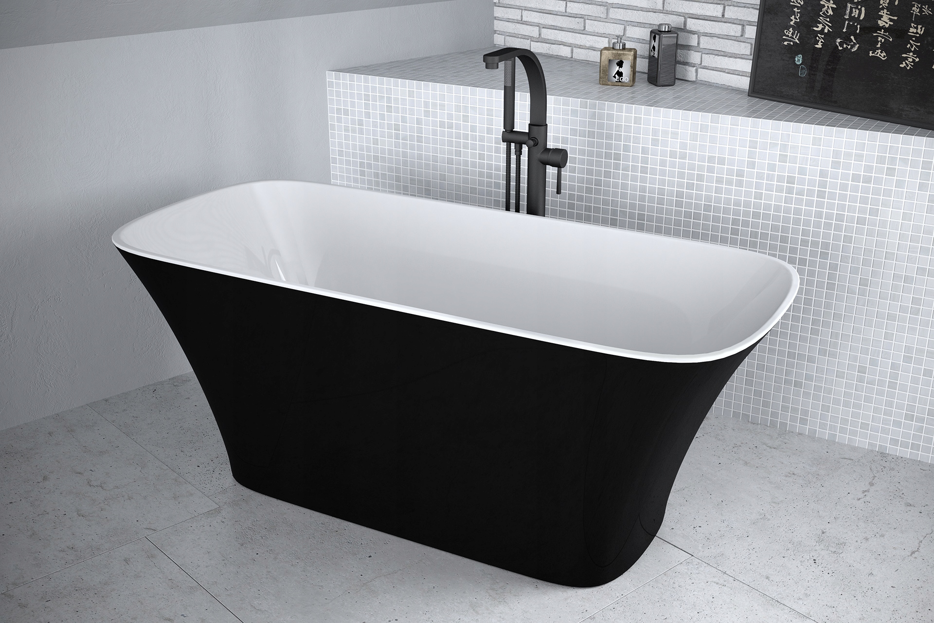 BESCO ASSOS B&W voľne stojaca vaňa 160 cm minerálna DB
