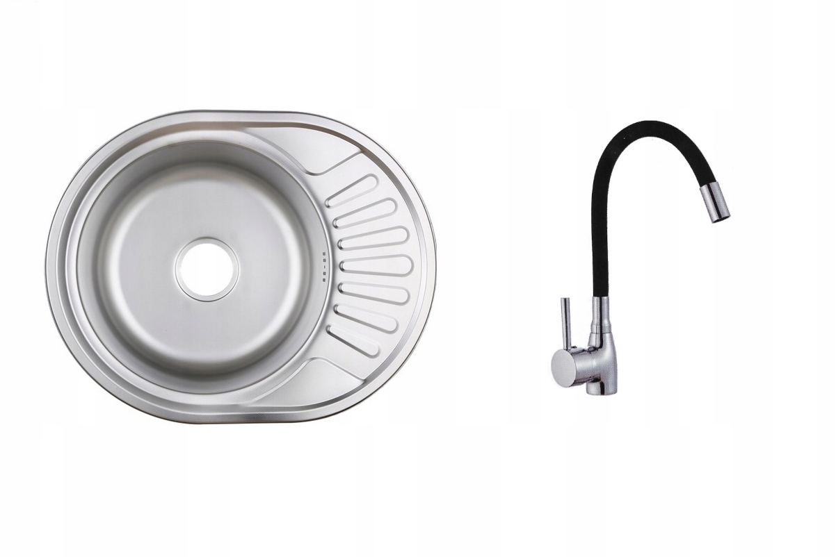 Kuchynský drez - Jednoplášťový ľanový drez + BATÉRIA BLACK SINK