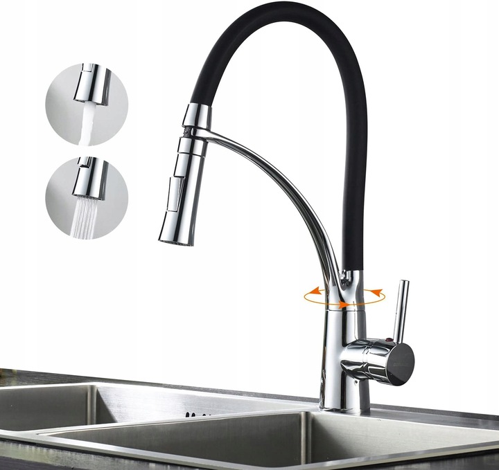Kuchynská batéria -  BONADE STYLISH BLACK ROTARY kuchynský faucet