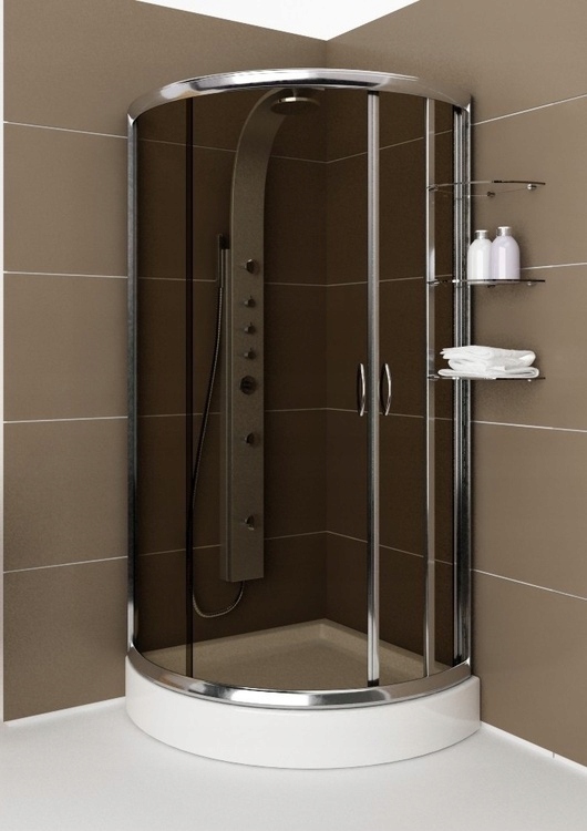 Sprchový kút - polkruhová sprchová kabína 100 cm + odtok 70 cm Aquaform