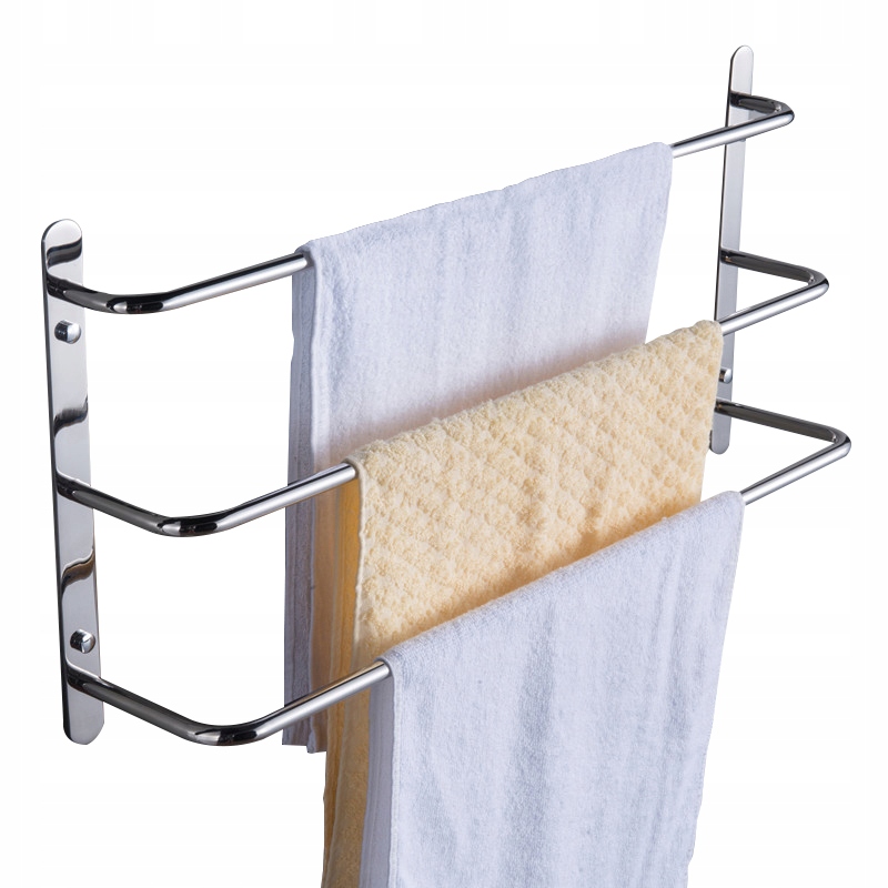 Vešiak - trojvrstvový držiak na uteráky strieborný L45cm